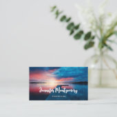 Schöner Sonnenuntergang am ruhigen See Visitenkarte (Stehend Vorderseite)