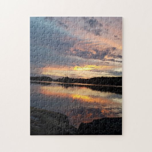 Schöner Sonnenuntergang am See Puzzle (Vertikal)