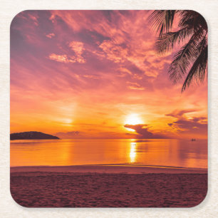 Schöner Sonnenuntergang am Strand Rechteckiger Pappuntersetzer
