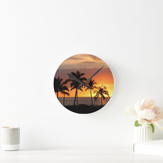 Schöner Sonnenuntergang am Strand Runde Wanduhr (Zuhause)