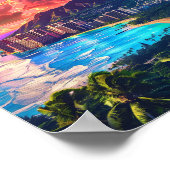 Schöner Sonnenuntergang am Strand von Hawaiian Poster (Ecke)