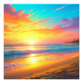 Schöner Sonnenuntergang am Strand von Sandy Beach Fotodruck (Vorne)