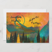 Schöner Sonnenuntergang, Bäume und Vögel Hochzeit Einladung (Vorderseite)