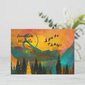 Schöner Sonnenuntergang, Bäume und Vögel Hochzeit Einladung (Stehend Vorderseite)