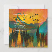 Schöner Sonnenuntergang, Bäume und Vögel Hochzeit Einladung (Rückseite)