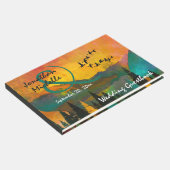 Schöner Sonnenuntergang, Bäume und Vögel Hochzeit Gästebuch (Ecke)