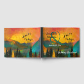 Schöner Sonnenuntergang, Bäume und Vögel Hochzeit Gästebuch (Voll)