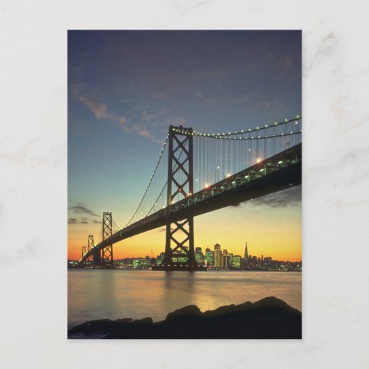 Schöner Sonnenuntergang: Bay Bridge, San Francisco Postkarte (Vorderseite)