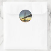 Schöner Sonnenuntergang: Bay Bridge, San Francisco Runder Aufkleber (Tasche)