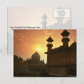 Schöner Sonnenuntergang: Delhi, Indien Postkarte (Vorne/Hinten)