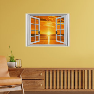 Schöner Sonnenuntergang Faux-Fensterblick Poster