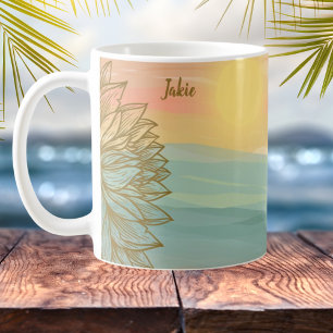 Schöner Sonnenuntergang im Wasser über Gewässer Kaffeetasse