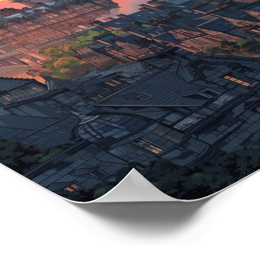 Schöner Sonnenuntergang in Edinburgh Schottland Poster (Ecke)