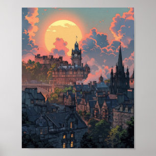 Schöner Sonnenuntergang in Edinburgh Schottland Poster