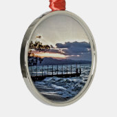 Schöner Sonnenuntergang in Montego Bay, Jamaika Silbernes Ornament (Rechts)
