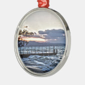 Schöner Sonnenuntergang in Montego Bay, Jamaika Silbernes Ornament (Links)