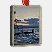 Schöner Sonnenuntergang in Montego Bay, Jamaika Silbernes Ornament (Rechts)