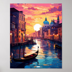 Schöner Sonnenuntergang in Venedig Italien Poster