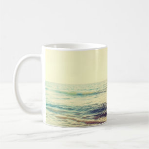 Schöner Sonnenuntergang mit Meer und Strand - Vint Kaffeetasse