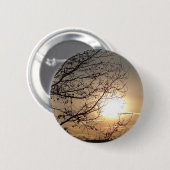 Schöner Sonnenuntergang mit Zweigen Button (Vorne & Hinten)