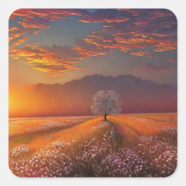 Schöner Sonnenuntergang Quadratischer Aufkleber