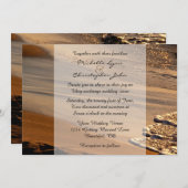 Schöner Sonnenuntergang, Sandstrand, Hochzeit bei  Einladung (Vorne/Hinten)