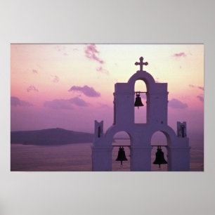 Schöner Sonnenuntergang: Santorini Fira am Poster
