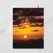 Schöner Sonnenuntergang: Skyline im Stadtzentrum,  Postkarte (Vorne/Hinten)