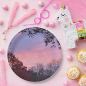 Schöner Sonnenuntergang über Bäumen Pappteller (Party)