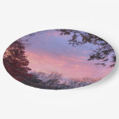 Schöner Sonnenuntergang über Bäumen Pappteller (Schrägansicht)