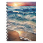 Schöner Sonnenuntergang über Beach Waves Notizblock (Vorderseite)