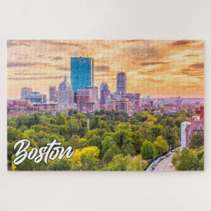 Schöner Sonnenuntergang über Boston, Massachusetts Puzzle