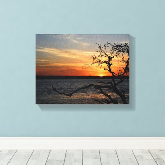 Schöner Sonnenuntergang über dem Fluss Leinwanddruck (Insitu (Holzboden))