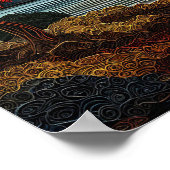 Schöner Sonnenuntergang über dem Fluss mit Blume Poster (Ecke)