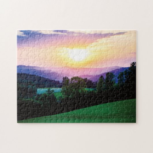 Schöner Sonnenuntergang über dem Mühlviertel, Öste Puzzle (Horizontal)