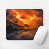 Schöner Sonnenuntergang über dem Wasser mit Blitz Mousepad (Mit Mouse)