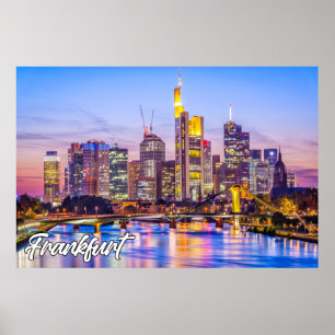 Schöner Sonnenuntergang über Frankfurt, Deutschlan Poster