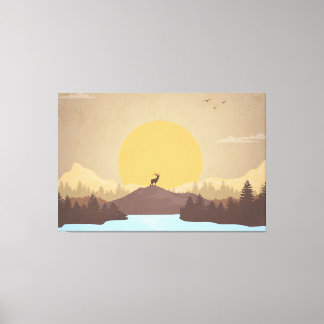 Schöner Sonnenuntergang über Seenlandschaft Leinwanddruck