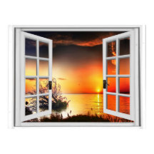 Schöner Sonnenuntergangsblick Falsches Fenster