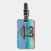 Schöner, sonniger Malediven-Inselstrand und Ozean Gepäckanhänger (Vorderseite vertikal)