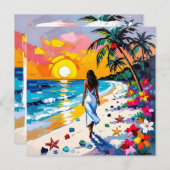 Schöner Spaziergang am Strand Mitteilungskarte (Vorne/Hinten)