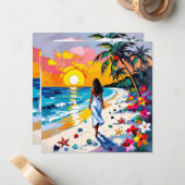 Schöner Spaziergang am Strand Mitteilungskarte (Vorderseite/Rückseite Beispiel)