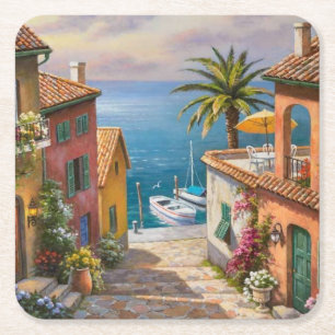 Schöner Spaziergang zum Meer Rechteckiger Pappuntersetzer