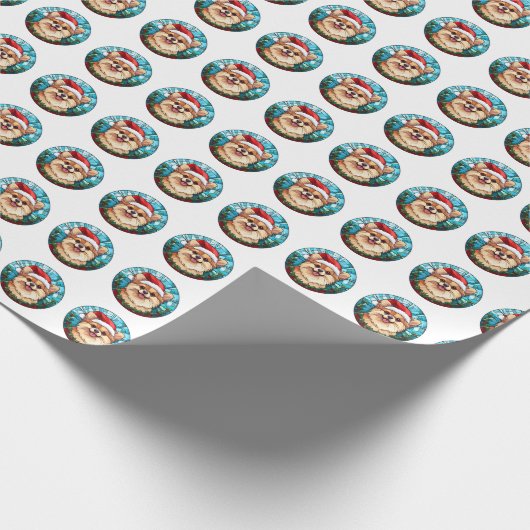 Schöner Spitz Dog Weihnachtsmuster Geschenkpapier (Ecke)