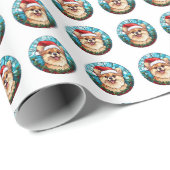 Schöner Spitz Dog Weihnachtsmuster Geschenkpapier (Rolleneckpunkt)