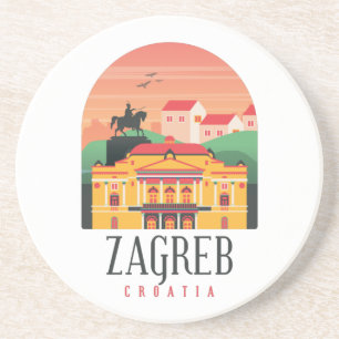 Schöner Stadtblick von Zagreb Kroatien Vintage Getränkeuntersetzer