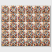 Schöner Stag inmitten von Blume Geschenkpapier (Flach)