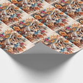 Schöner Stag inmitten von Blume Geschenkpapier (Ecke)