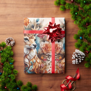 Schöner Stag inmitten von Blume Geschenkpapier