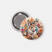 Schöner Stag inmitten von Blume Magnet (Vorderseite/Rückseite)